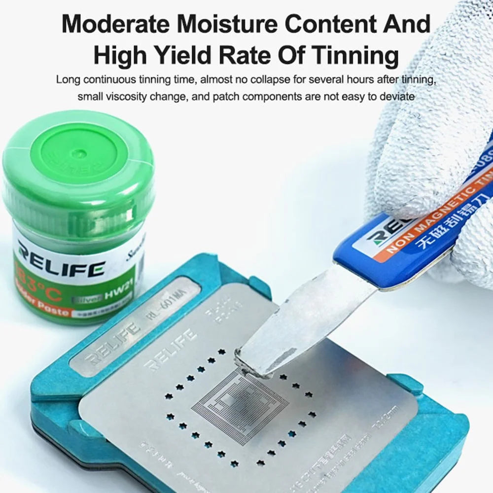 RELIFE HW21 Medium Temperature Solder Paste 40G / 183-Degree Melting Point for Electronics Soldering (Containing Leaded Silver) - 4