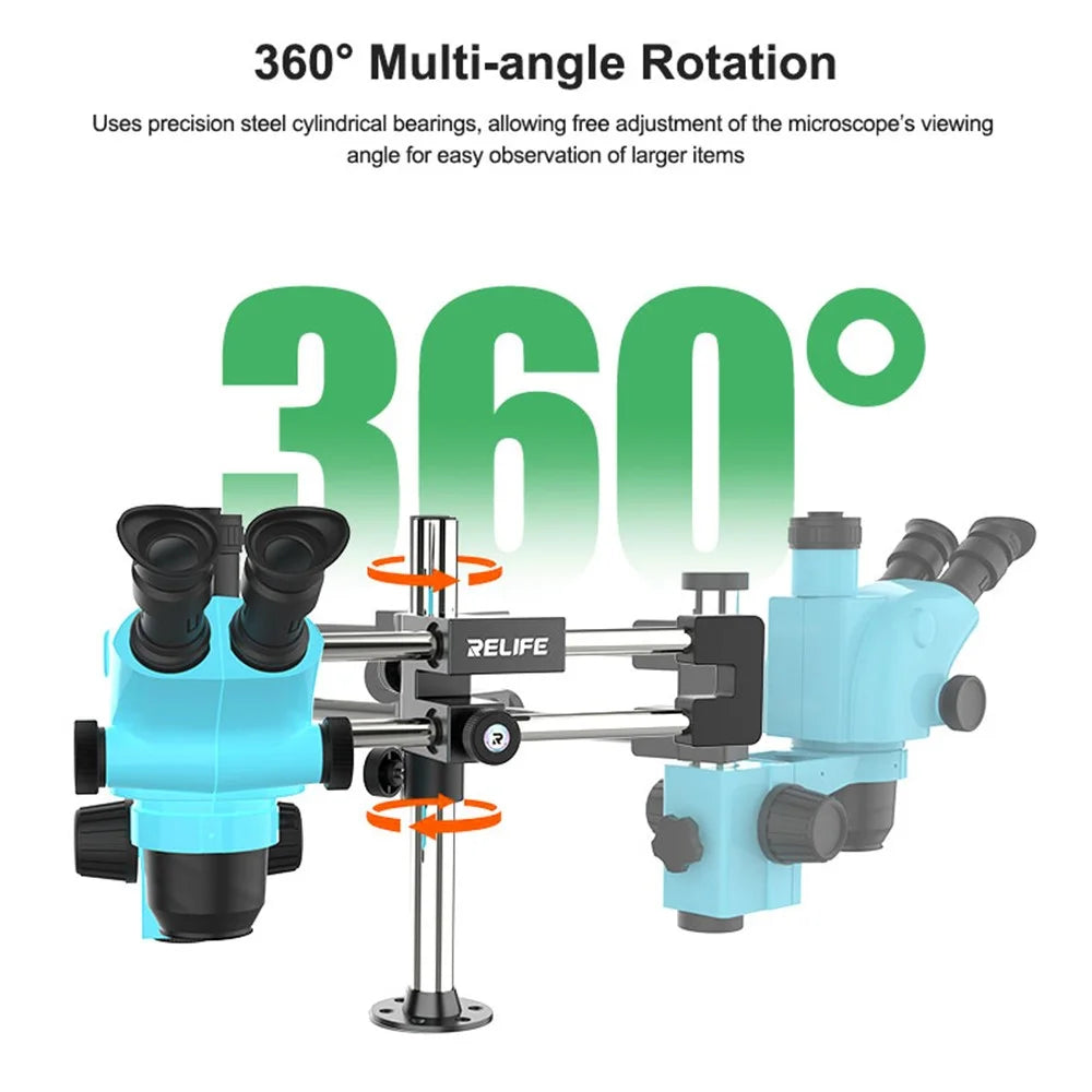 RELIFE MS2 Pro Dual-Bearing Dual-Rod Microscope Stand 360° Rotation / Multi-Angle Adjustment for Desktop Use - 5