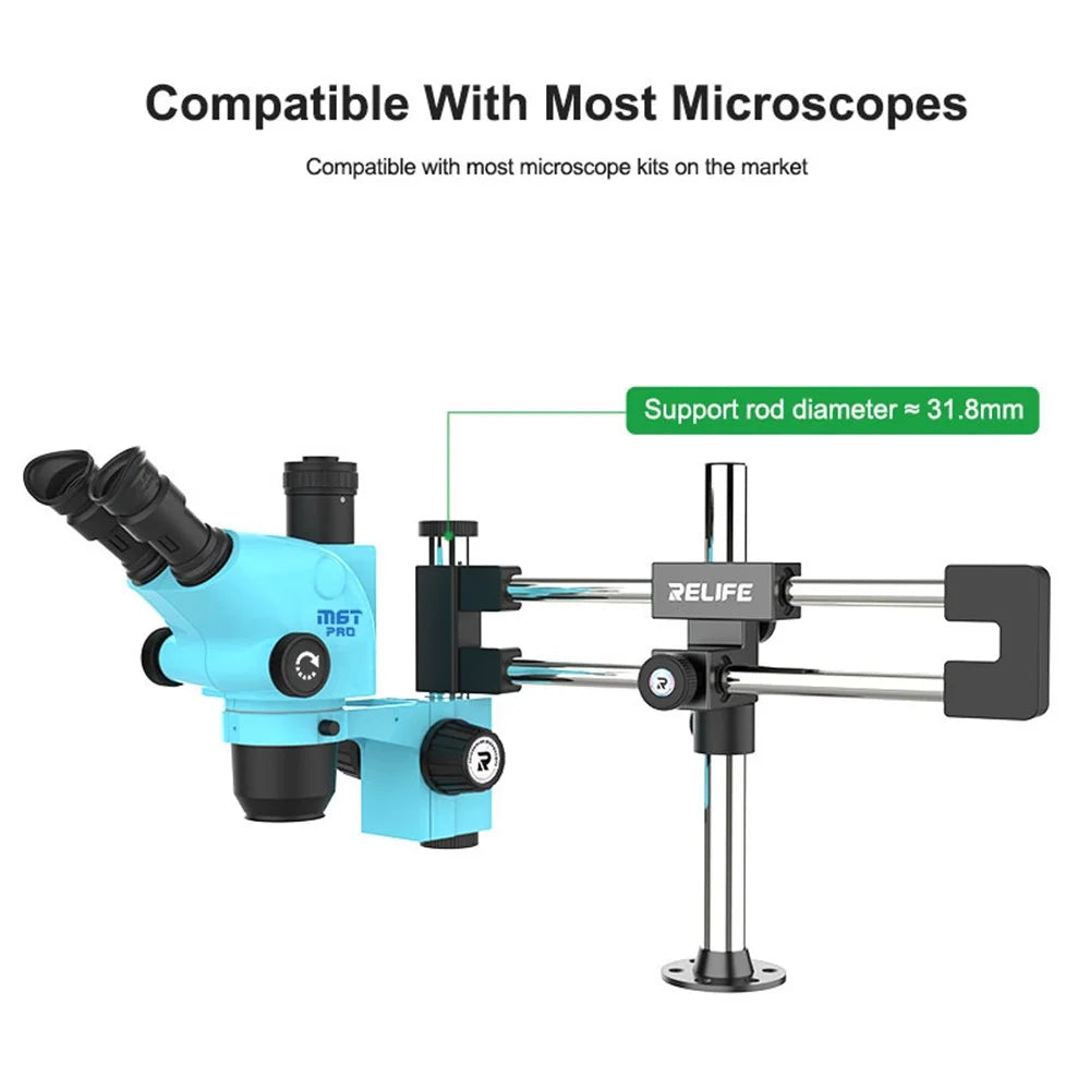 RELIFE MS2 Pro Dual-Bearing Dual-Rod Microscope Stand 360° Rotation / Multi-Angle Adjustment for Desktop Use - 6
