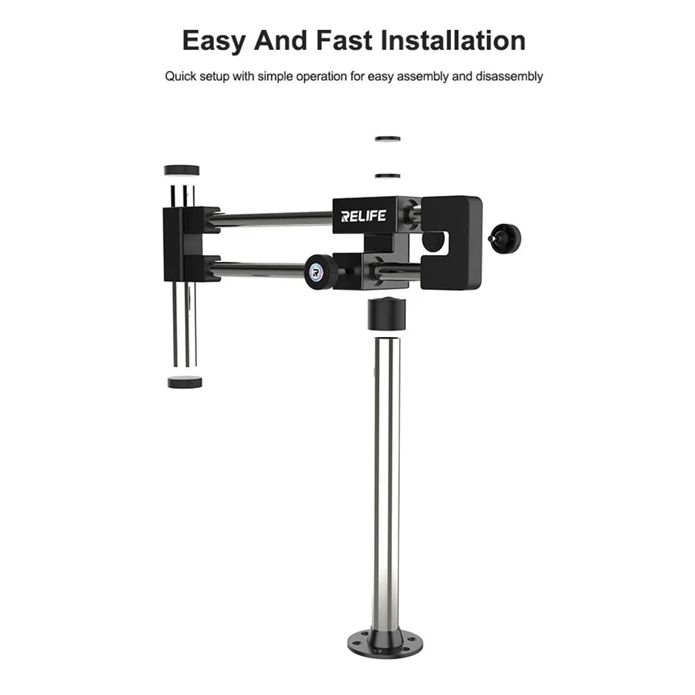 RELIFE MS2 Pro Dual-Bearing Dual-Rod Microscope Stand 360° Rotation / Multi-Angle Adjustment for Desktop Use - 7