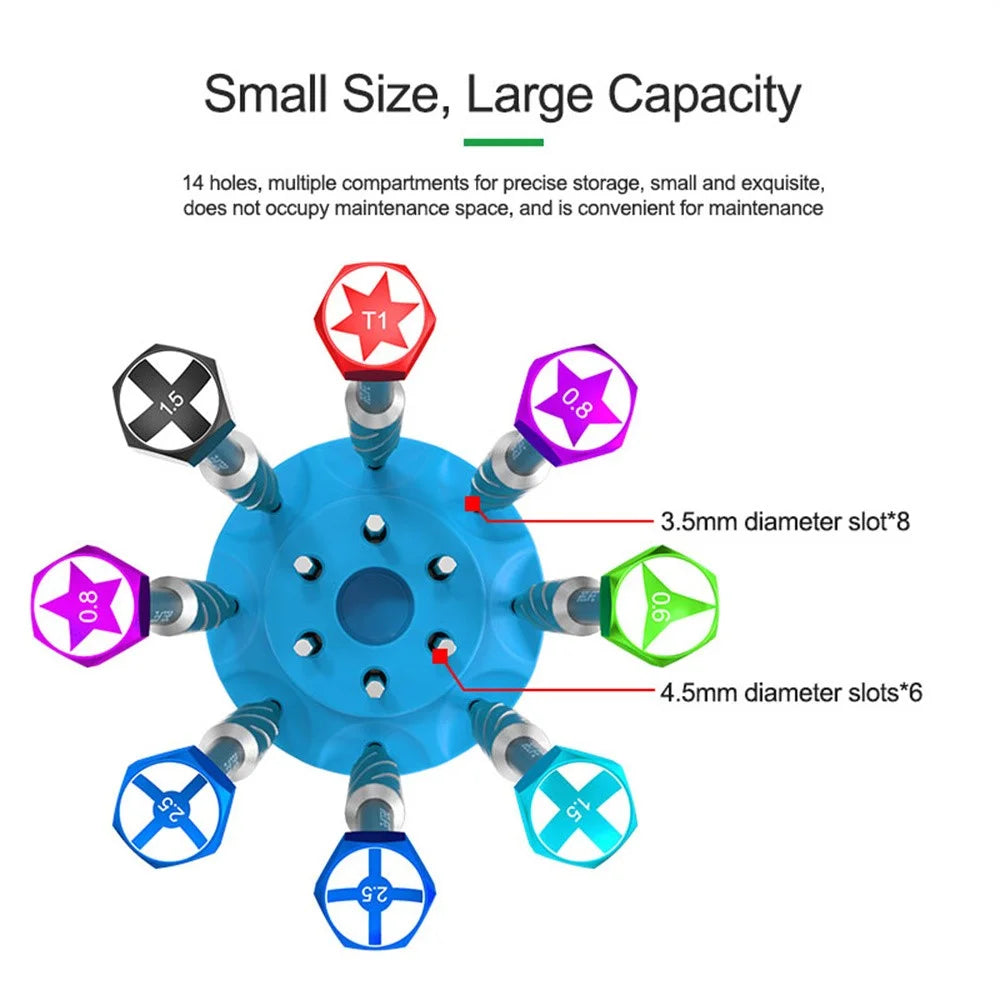 RELIFE RL-078A Rotating Storage Box for Screwdrivers Bits Soldering Tips 14-Hole Organizer Tool - 6