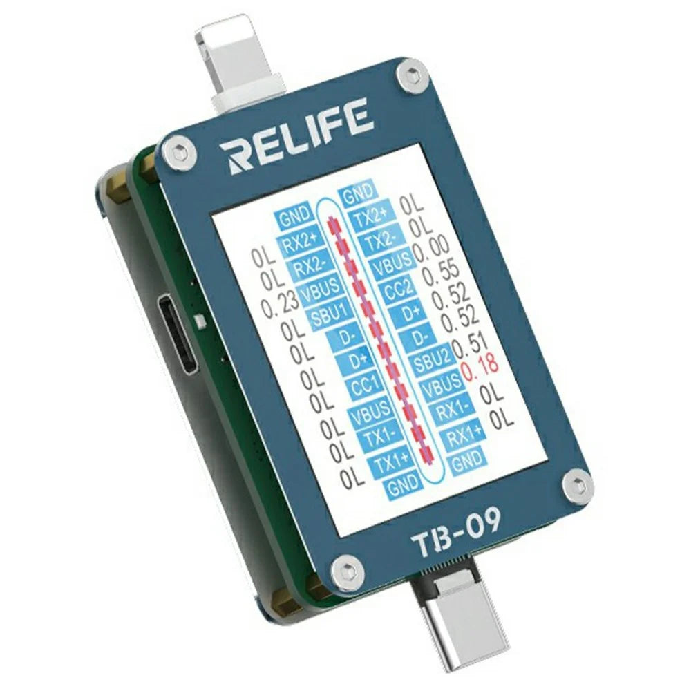 RELIFE TB-09 For iPhone / Android Intelligent Charging Port Tester HD Display Auto Detection Tool - 1