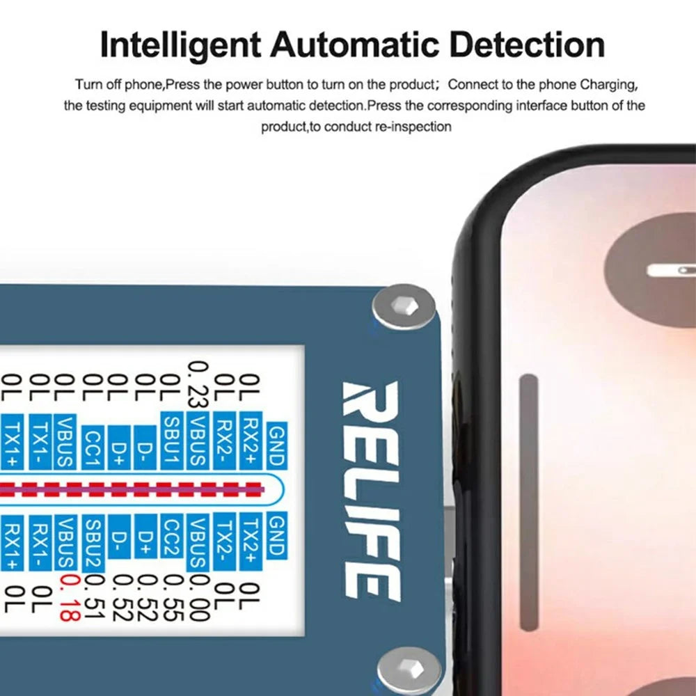 RELIFE TB-09 For iPhone / Android Intelligent Charging Port Tester HD Display Auto Detection Tool - 3