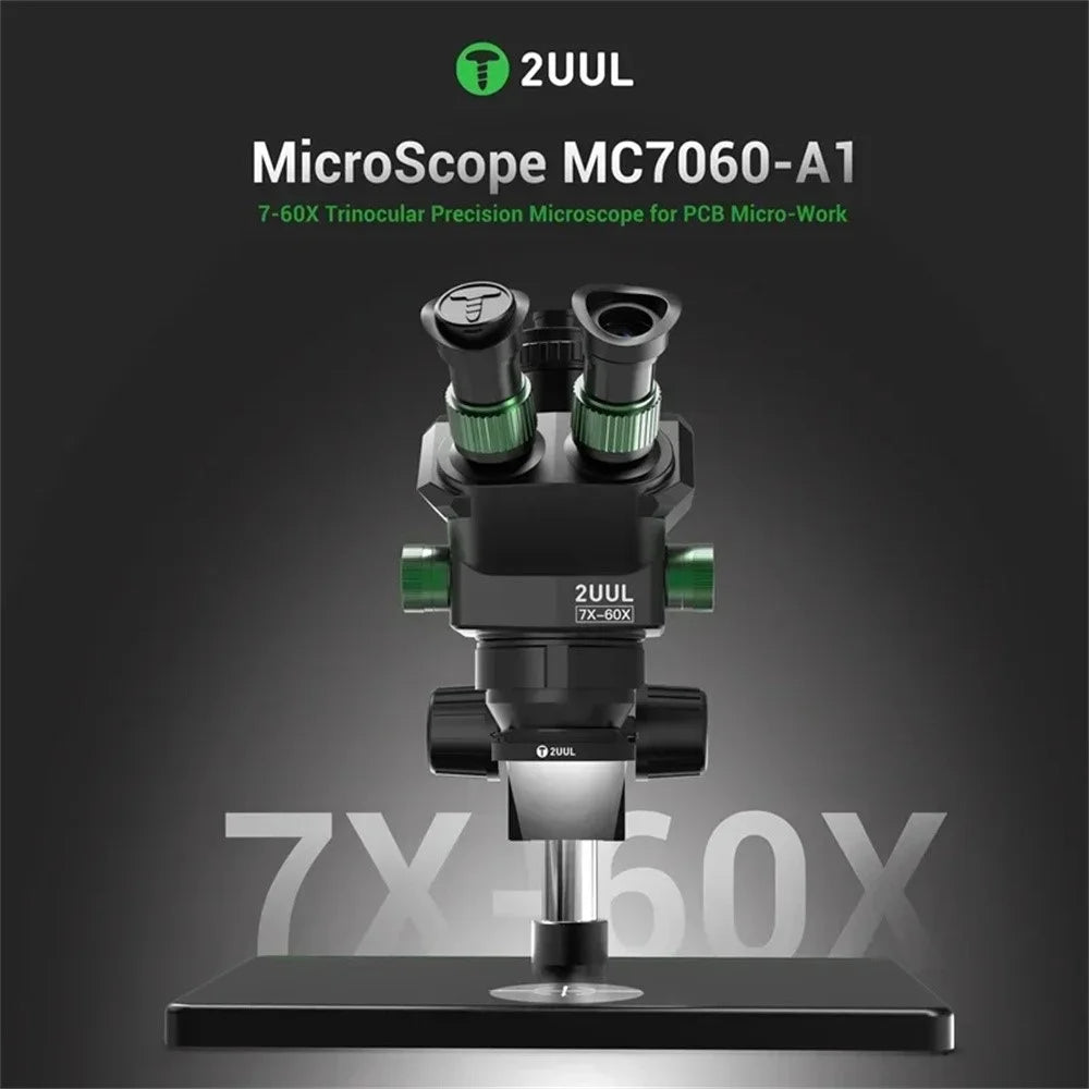 2UUL MC7060-A1 7-60X Magnification Trinocular Precision Microscope for PCB Inspection Micro Soldering Repair Work - 5