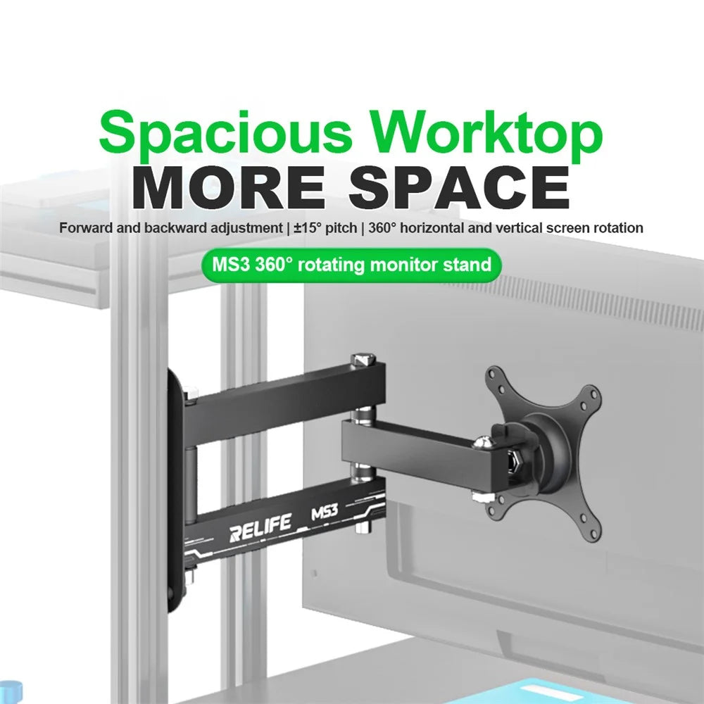 RELIFE MS3 Rotating Monitor Mount for 14 - 27 inch Monitor Wall Mount Swivel Stand Tool - 4