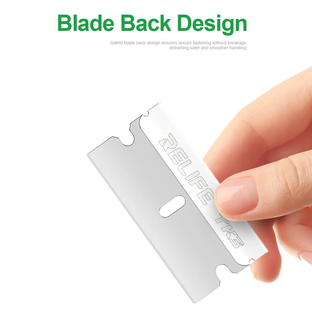 RELIFE TK3 100Pcs Mobile Phone Repair Blades Ultra-Thin Carbon Steel Cutting Tools for Screen Removal / Adhesive Removal - 4