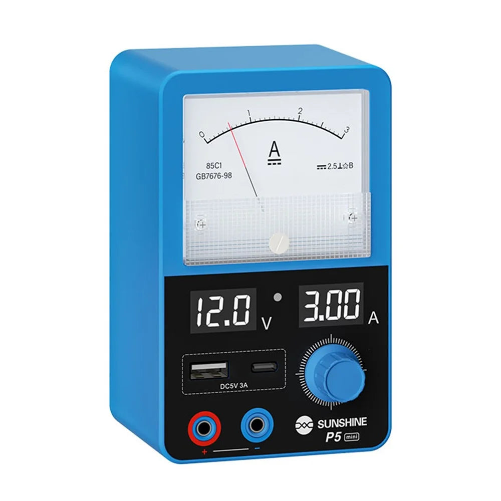 SUNSHINE P5 Mini Smart Power Supply Dual Display Intelligent Screen Dual Port 5V3A Output - EU Plug - 1