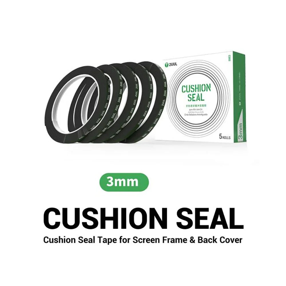 2UUL CS01 5 Rolls 3mm Cushion Seal Tape for Screen Frame Back Cover Double Sided Adhesive Tape - 2