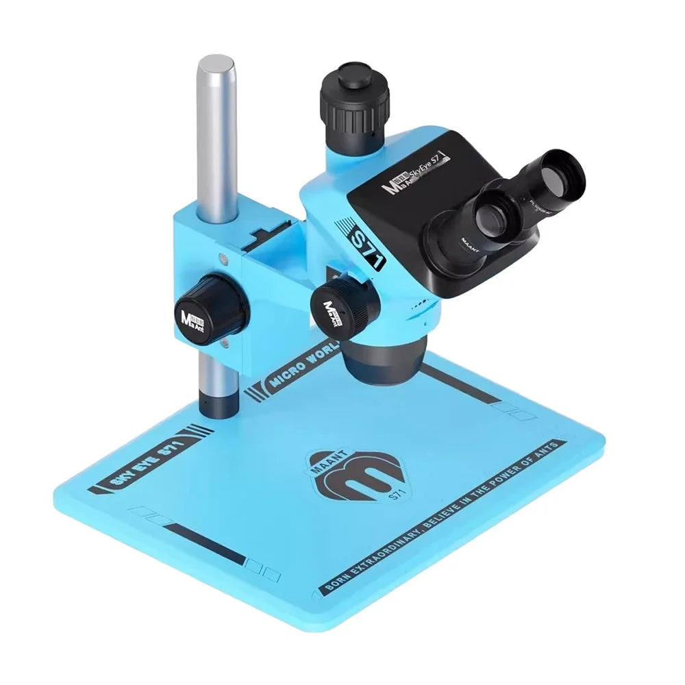 MAANT SkyEye S71 Trinocular Microscope 6.5-52X Continuous Zoom High Definition For PCB Repair / Phone Maintenance - Blue - 1