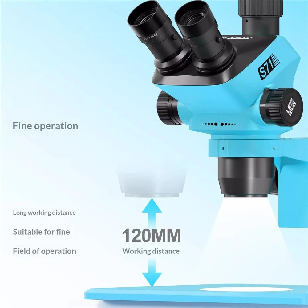 MAANT SkyEye S71 Trinocular Microscope 6.5-52X Continuous Zoom High Definition For PCB Repair / Phone Maintenance - Blue - 5