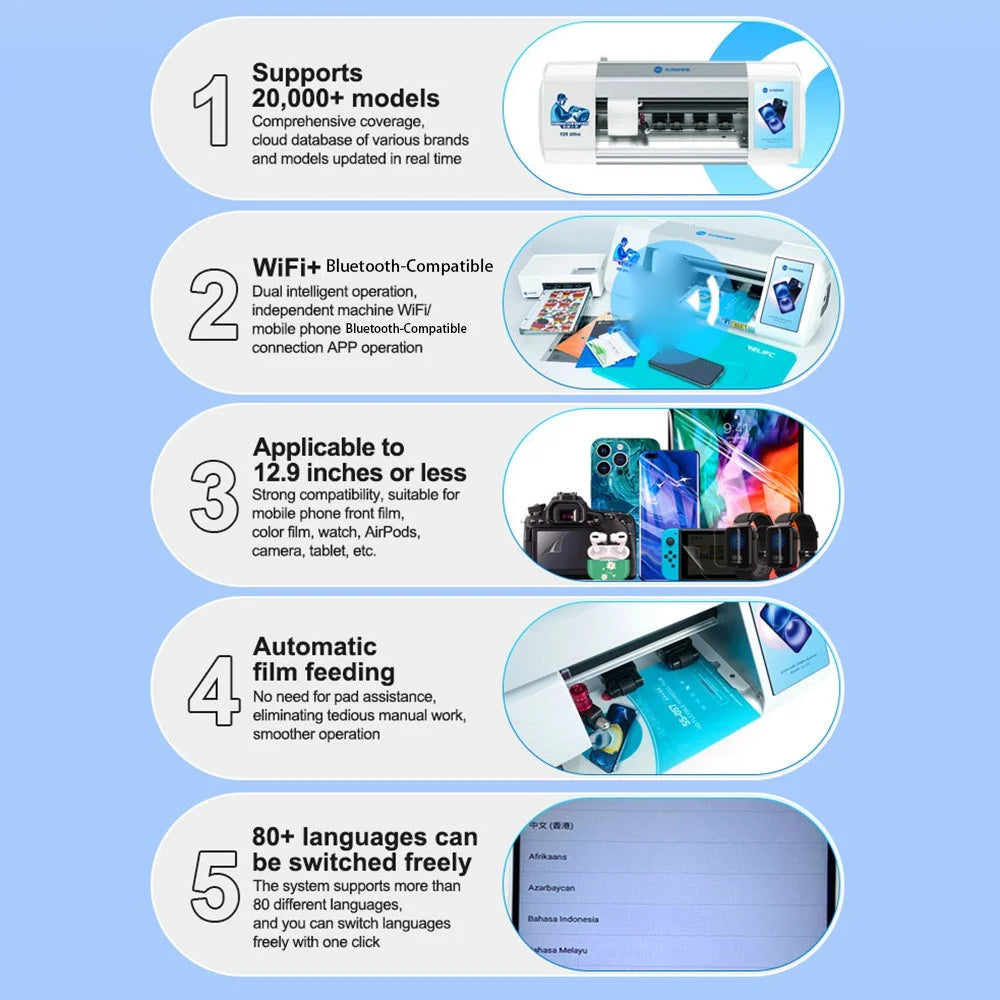 SUNSHINE Y25 Ultra Smart Film Cutting Machine WiFi / Bluetooth-compatible 12.9 Inch Automatic Screen Protector Cutter - EU Plug - 4