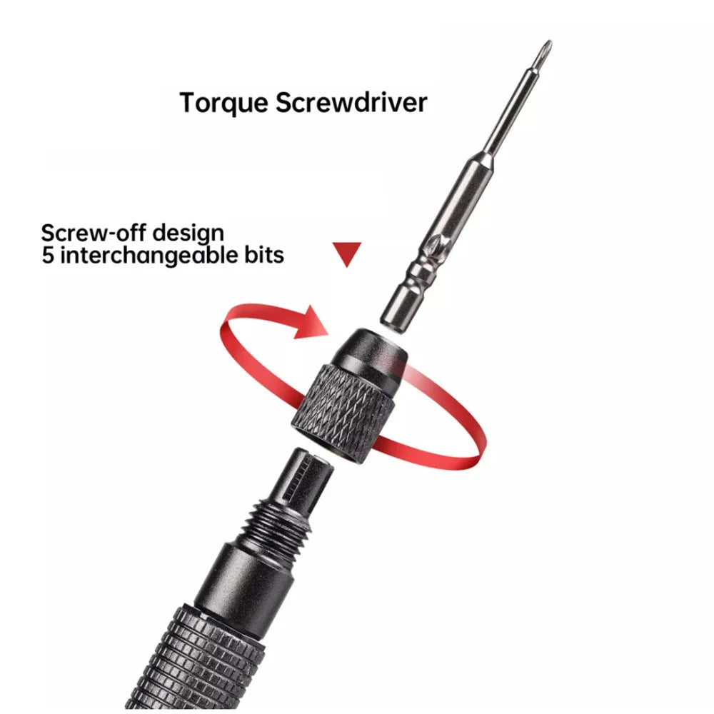 MR. YANG Torque Screwdriver with 5 Interchangeable Bits Auto Idle Precision Tool for Electronics Repair - 4