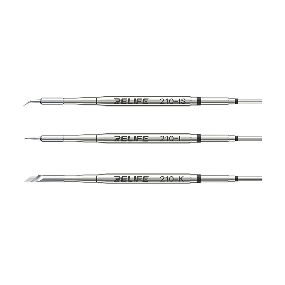 RELIFE 210 3Pcs Soldering Iron Tips Set 80mm Knife Straight Curved Multi-Layer Nano Electroplating Iron Tips Welding Tool Replacement for Electronics Repair - 1