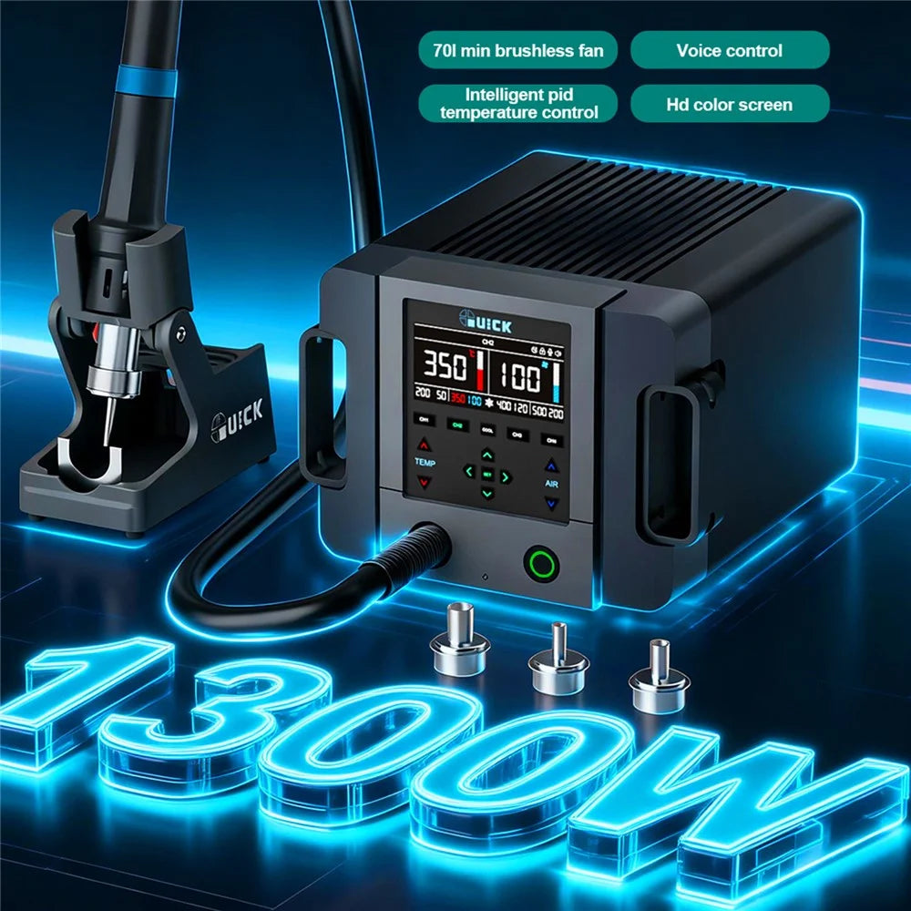 QUICK 861 Pro Max Lead-Free Hot Air Rework Station 1300W PID Temperature Control HD Display Soldering Station for PCB Soldering Desoldering - EU Plug - 4