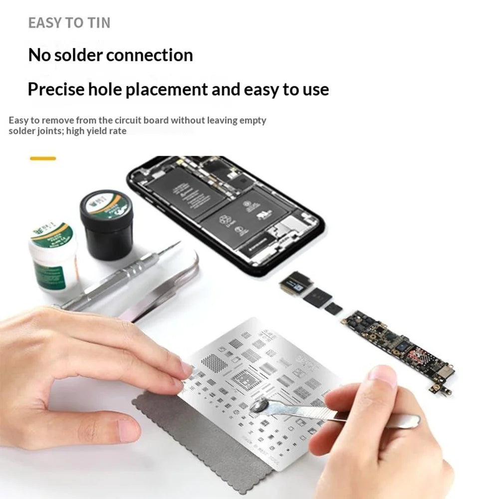 BEST BST-IP (A8-A17) 10Pcs BGA IC Solder Reballing Stencil 0.12mm Steel Template for iPhone 6-15 Series - 5