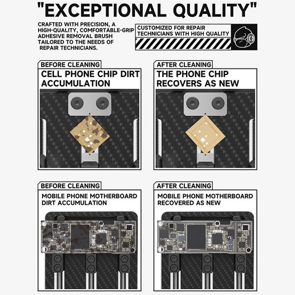 LUOWEI LW-BR01 2Pcs IC Chip Soldering Pad Adhesive Removal Brush Set for Motherboard Repair - 5