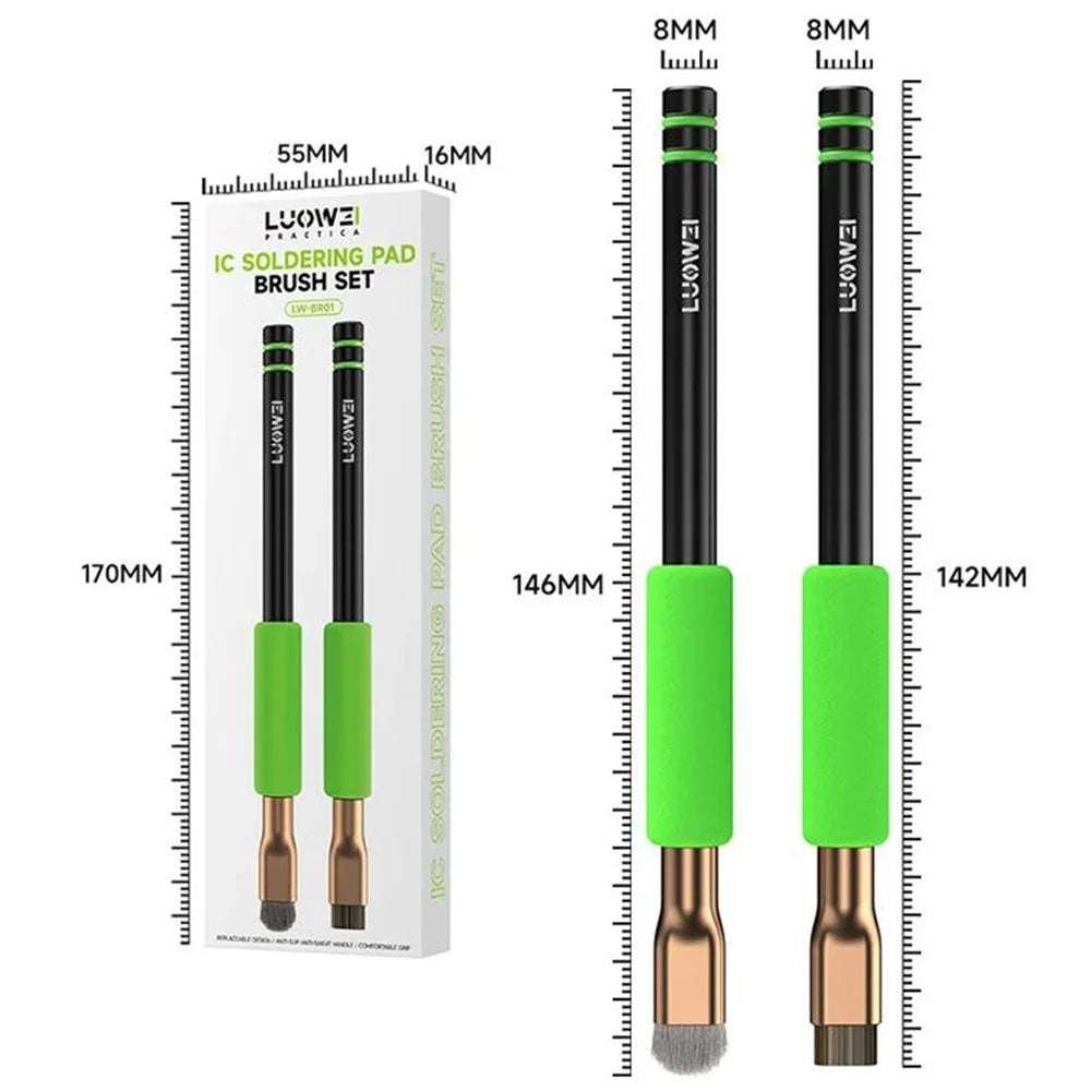 LUOWEI LW-BR01 2Pcs IC Chip Soldering Pad Adhesive Removal Brush Set for Motherboard Repair - 6