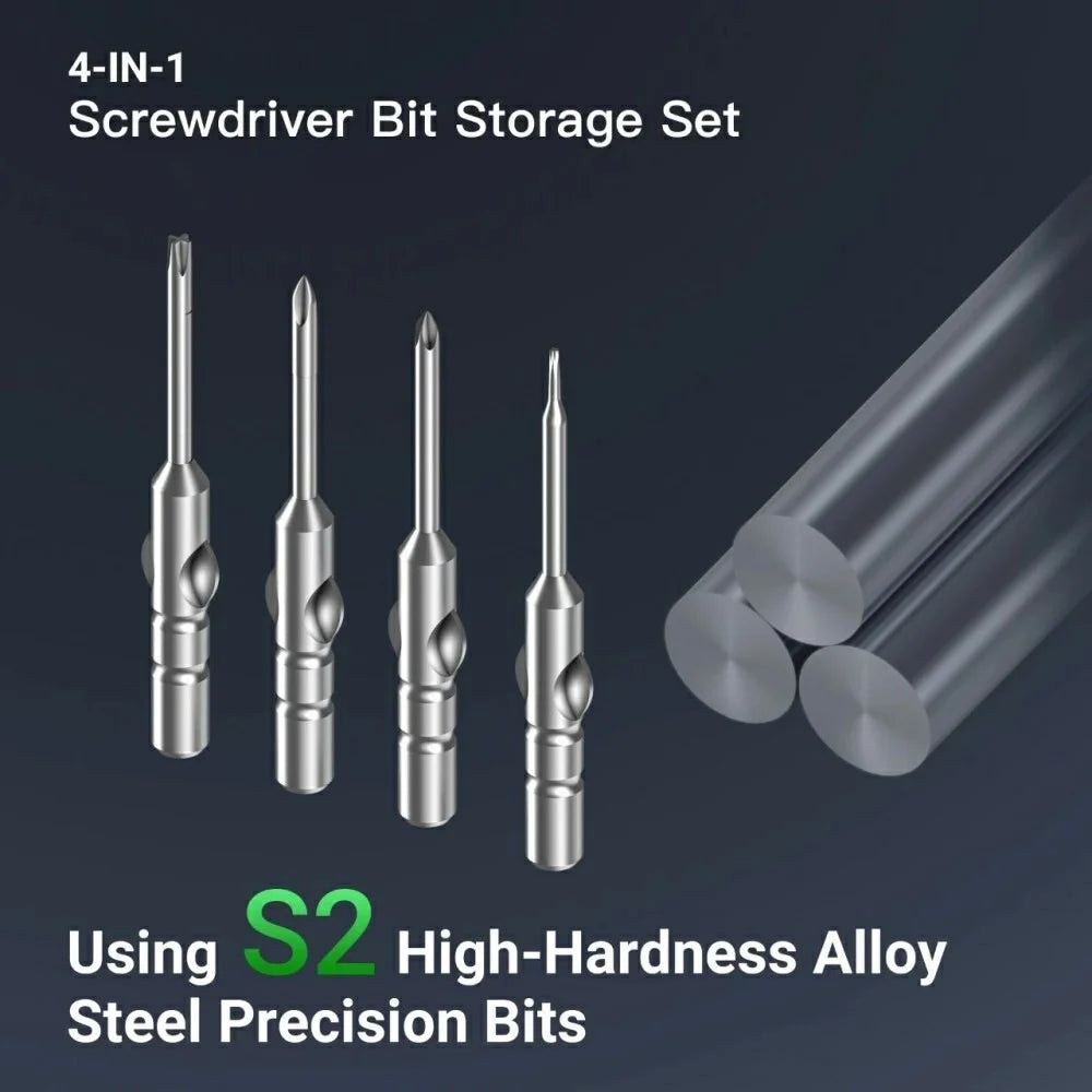 2UUL SD24 4 in 1 Screwdriver Bit Set Magnetic S2 Steel Cross Tri-Point Philips Pentalobe Bits Kit - 4