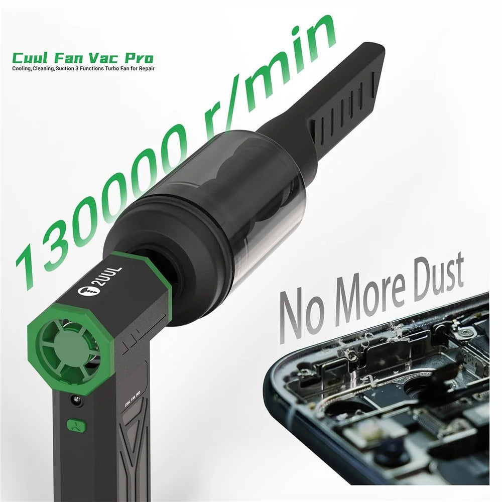 2UUL DA970 Cuul Fan Vac Pro 3 in 1 Turbine Fan Kit 130000RPM Cooling Cleaning Vacuum for Electronics Repair - Black - 6