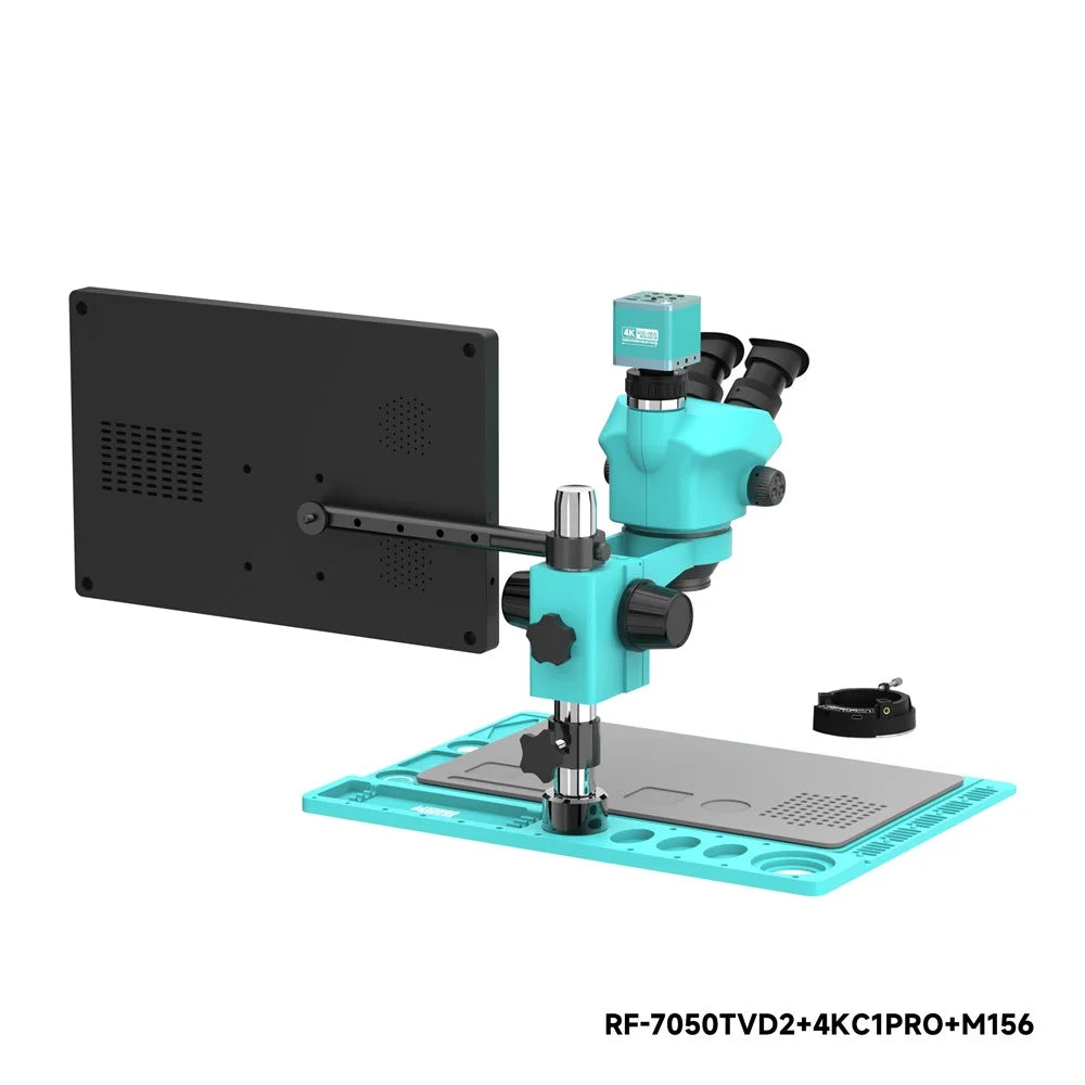 RF4 RF-7050TVD2+4KC1PRO+M156 4K Stereo Microscope Trinocular Zoom 7-50X with 15.6inch HD Display for PCB IC Repair - 2