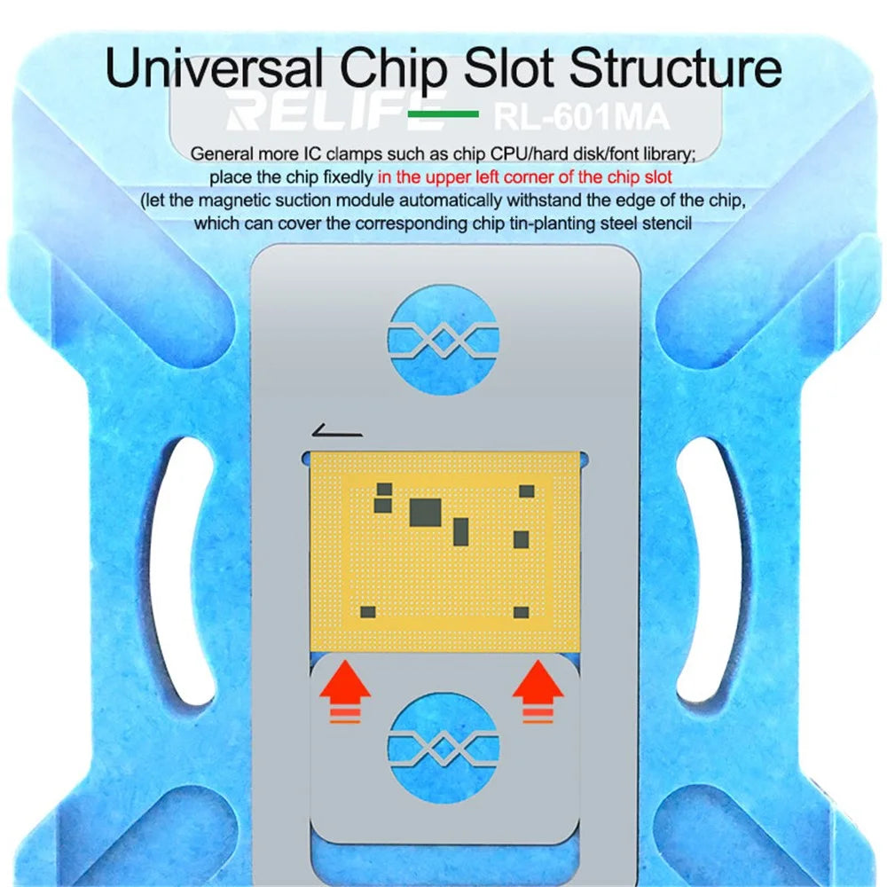 RELIFE RL-601MA A8-A15 CPU Reballing Stencil Platform for iPhone 6-13 Pro Max IC Chip Planting Tin Template Fixture - 5