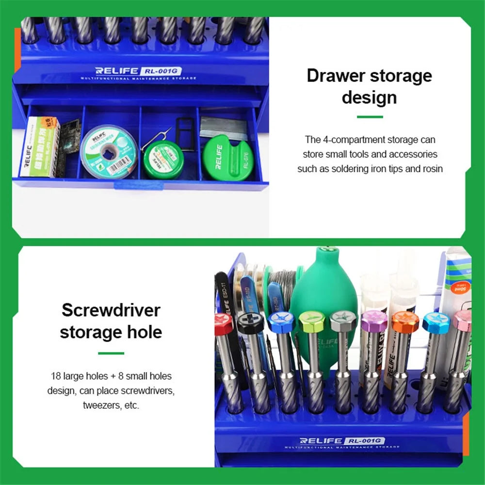 RELIFE RL-001G Multifunctional Maintenance Storage Box Desktop Repairing Tools Storage Rack - 5