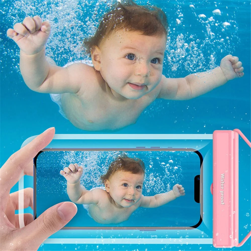 IPX8 30m Waterproof Phone Bag Touch Screen Underwater Mobile Phone Sealing Protective Pouch for Cellphones within 7-inch - Pink - 3