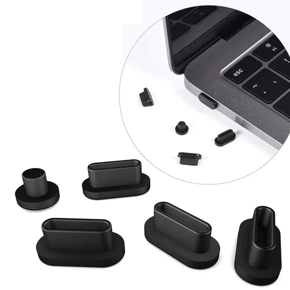 For Macbook Air / Macbook Air with Retina Display 12Pcs / Set Soft Silicone Dust Plug Laptop Interface Protective Caps - Black - 2