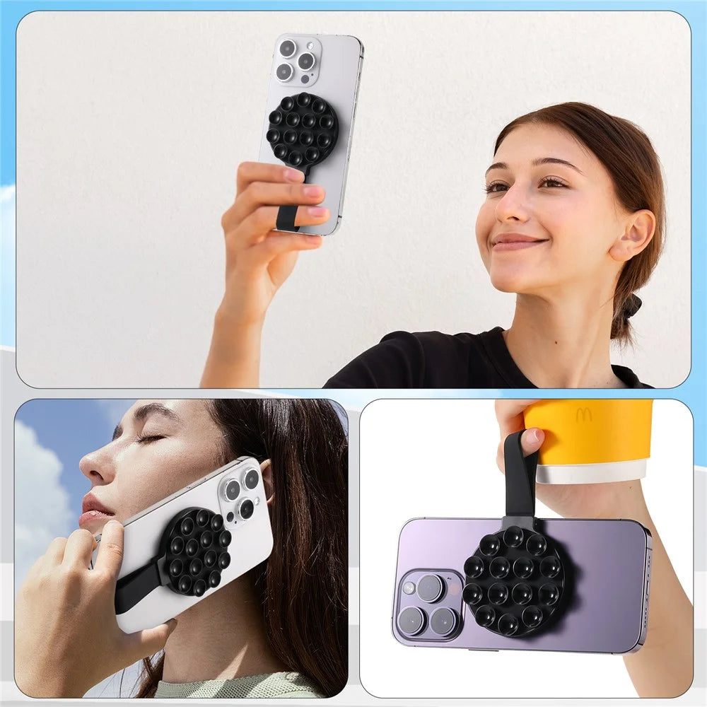CPS07 Magnetic Suction Phone Holder Silicone Non Slip Suction Cup Phone Mount - Black - 6