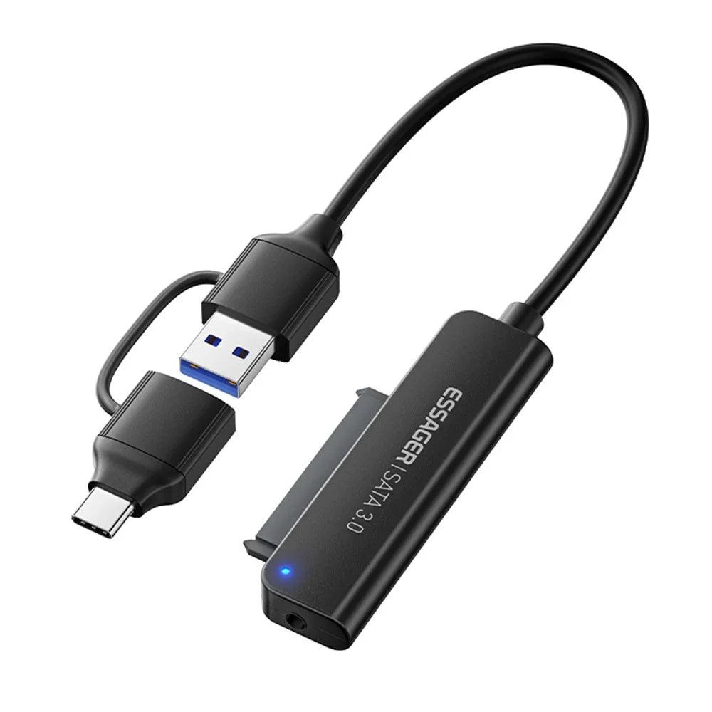 ESSAGER 5Gbps High Speed Data Transfer 2 in 1 USB 3.0 / Type-C to SATA Adapter Cable for External Hard Drive SSD - 1