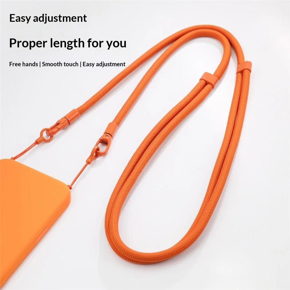 7MM Double Clasp Adjustable Lanyard Polyester Zinc Alloy Shoulder Strap for Dual-Hole Phone Cases - Orange Red - 3