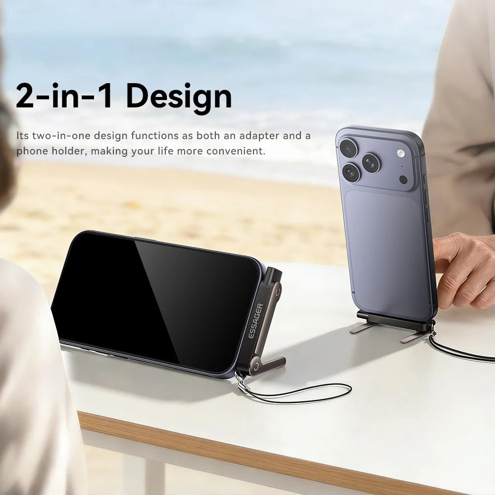 ESSAGER USB-C Female to USB-C Male Adapter 240W Fast Charging Converter 5A 40Gbps 90° L-Shape Stand - 5