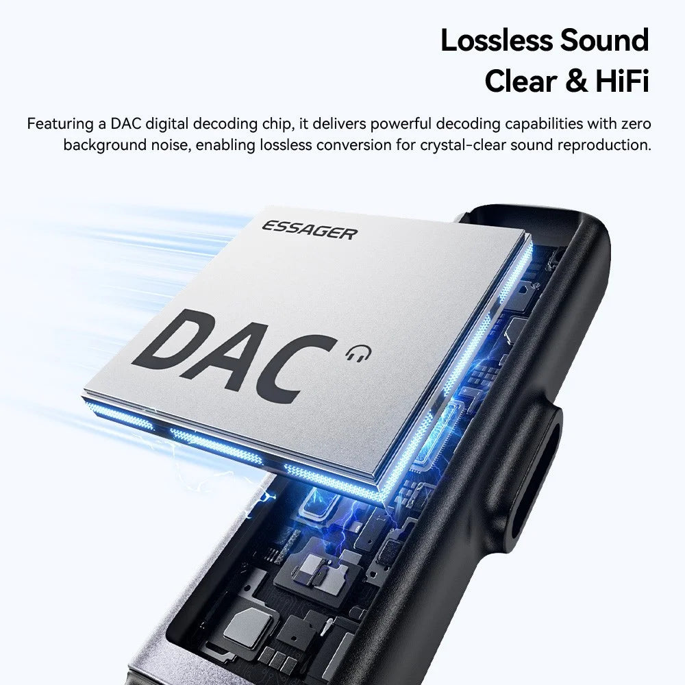 ESSAGER 2-in-1 Adapter Type-C to Type-C 3.5mm (Audio) PD60W Fast Charging Converter for Phone Tablet - 6
