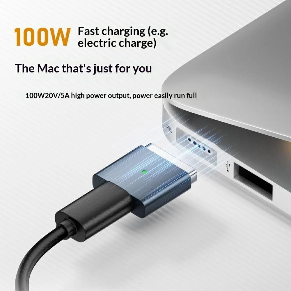 AP2-100T Type-C Female to Compatible with MagSafe 2 Male Magnetic Charging Adapter 100W PD Fast Charging Converter for MacBook Pro / Air (2012-2015) - Black - 3
