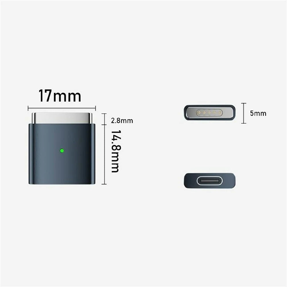 AP2-100T Type-C Female to Compatible with MagSafe 2 Male Magnetic Charging Adapter 100W PD Fast Charging Converter for MacBook Pro / Air (2012-2015) - Black - 6