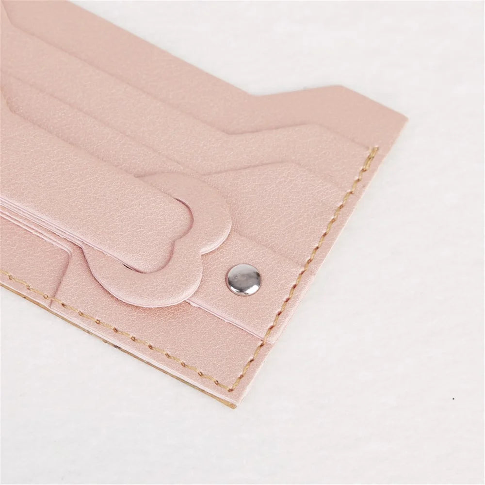 MRC04 Stick-On Phone Card Holder Leather Card Pouch with Heart Kickstand - Pink - 7