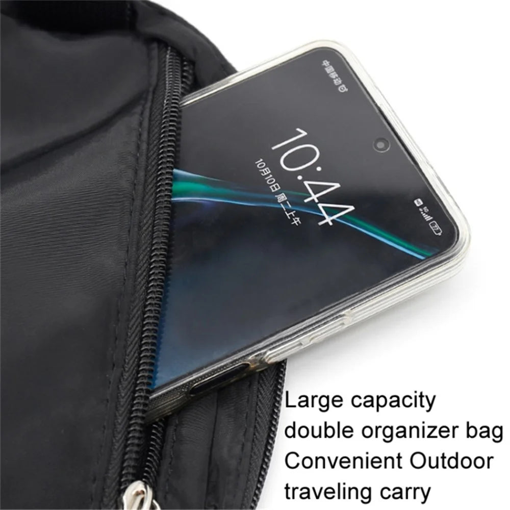 600D Nylon Waterproof Chest Bag Outdoor Sports Running Mobile Phone Storage Bag - Black - 7