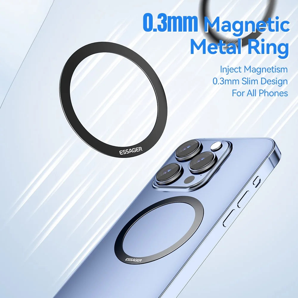 ESSAGER Self-Adhesive Stainless Steel Ring Phone Back Adapter Ring for Magnetic Wireless Charger - 2