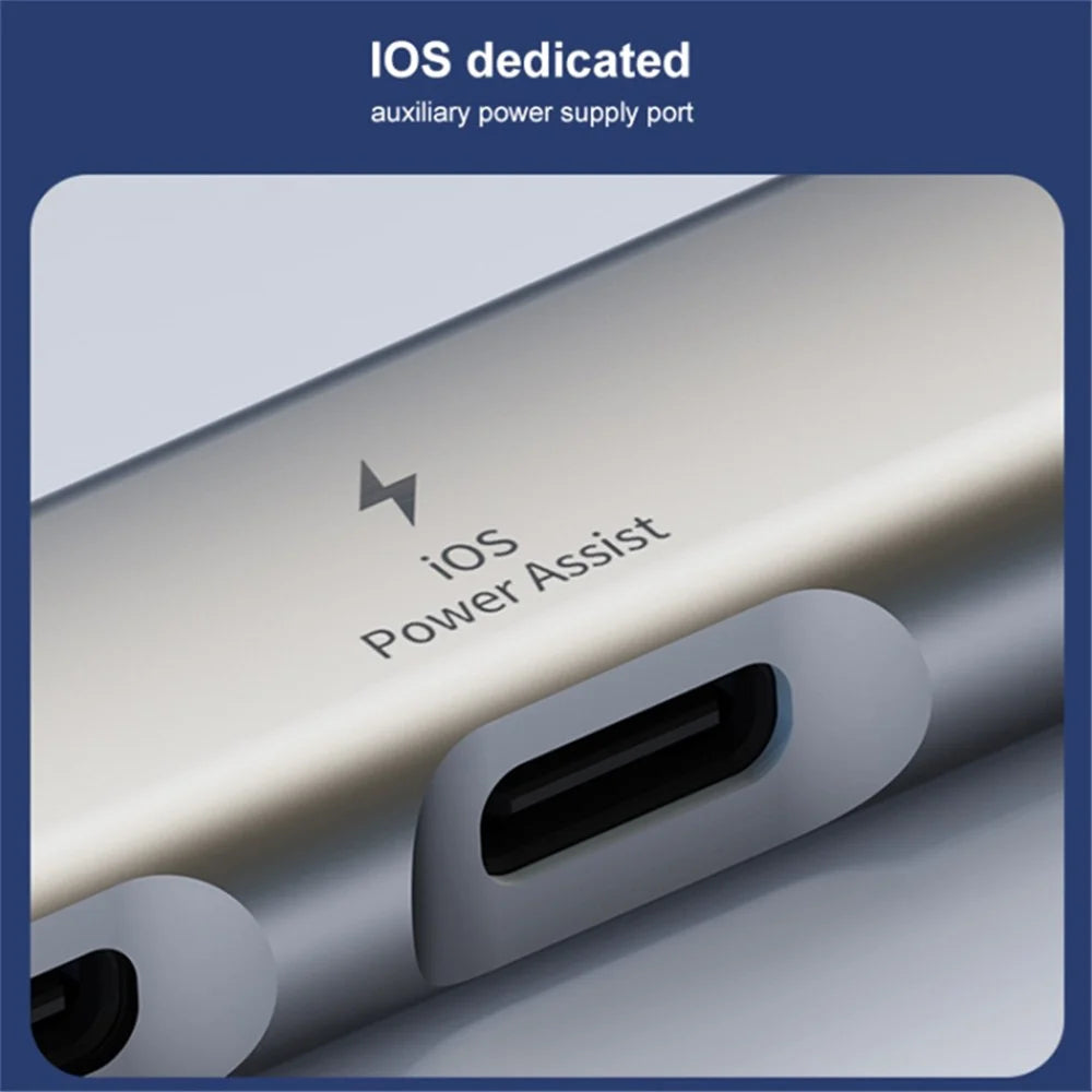 Type-C / USB-A 5-in-1 USB Hub Type-C Charging + Type-C Data + 2xUSB + 3.5mm Headset Jack Adapter - Grey - 6