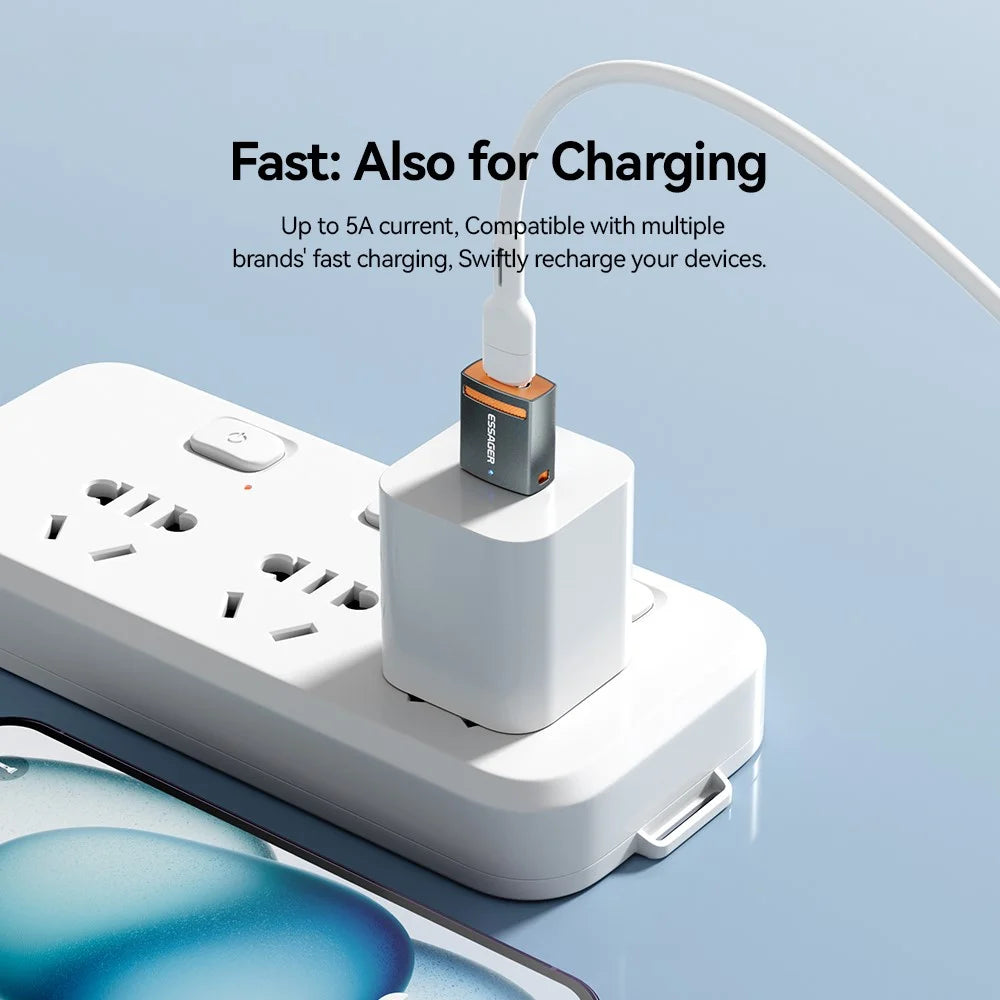 ESSAGER USB Female to Type-C Male Adapter Aluminum Alloy OTG Connector - 5
