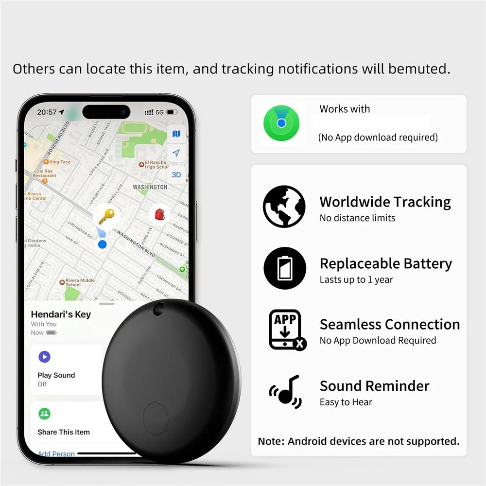 F08 Smart Tracker Round Shape Item Anti-Lost Mini Global Finder for iOS Only - Black - 5