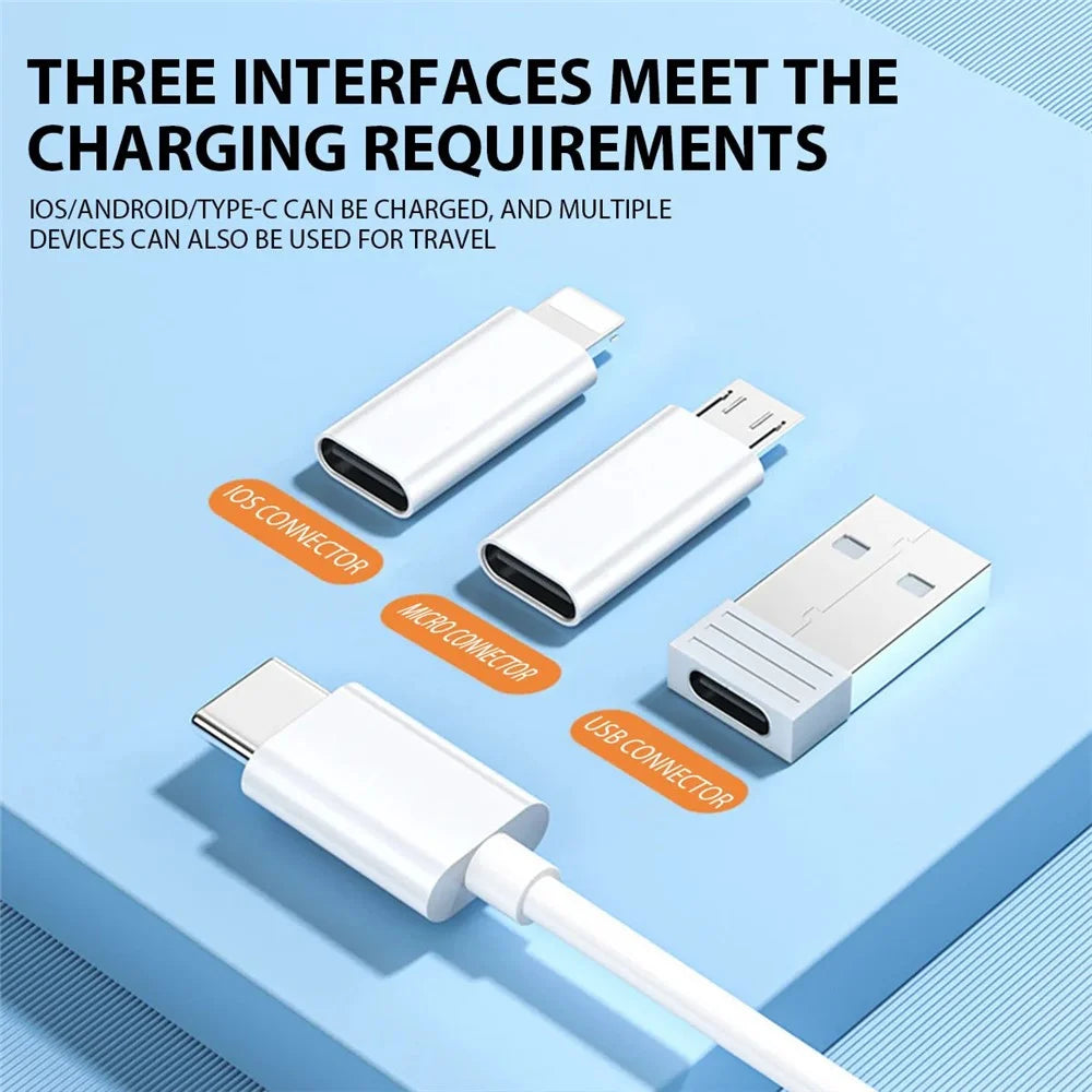 5 in 1 Multi Adapter Storage Box 60W 3A Type-C Fast Charging Cable Micro / 8Pin / USB Adapter Set - Black - 3