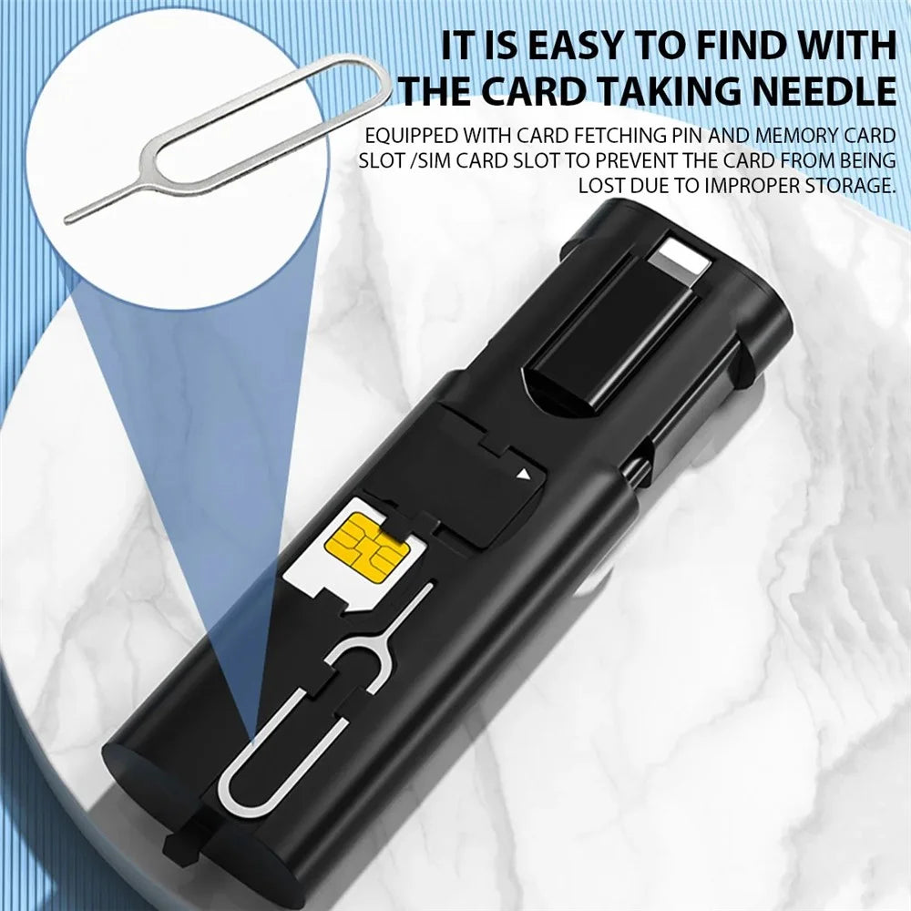 5 in 1 Multi Adapter Storage Box 60W 3A Type-C Fast Charging Cable Micro / 8Pin / USB Adapter Set - Black - 4