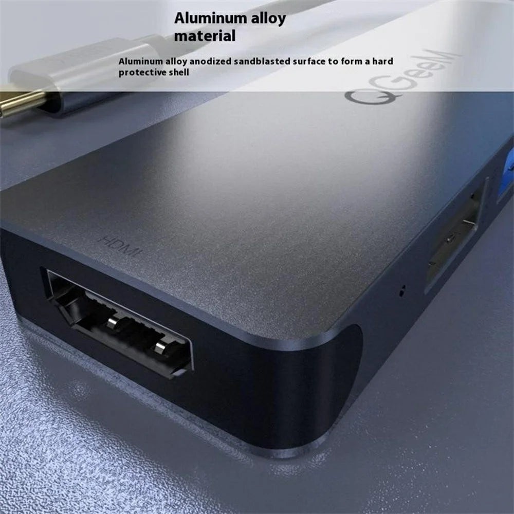 QGEEM UH05 5 In 1 USB C Hub with USB 3.0 USB 2.0 HD Port SD TF Card Reader Expansion Dock - 3