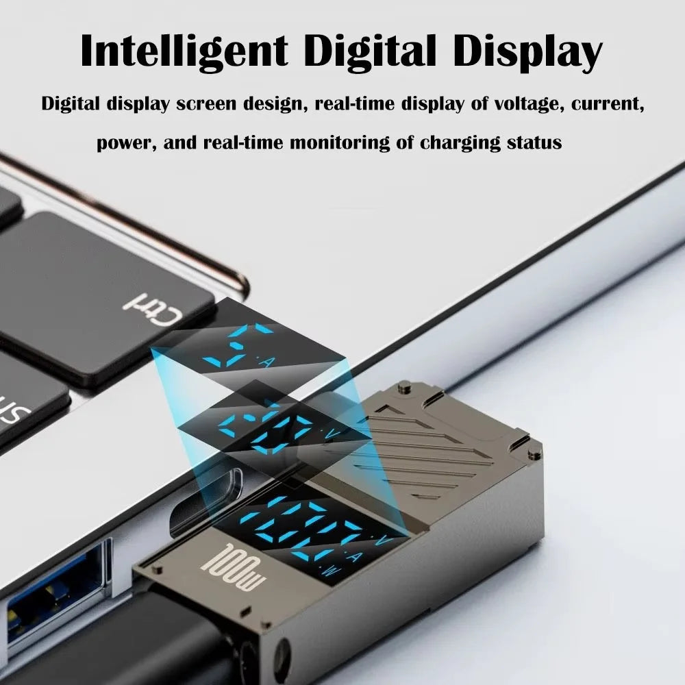 PD 100W Laptop Charging Adapter Type-C to DC 4.0x1.7mm Digital Display Zinc Alloy Charging Converter - 5