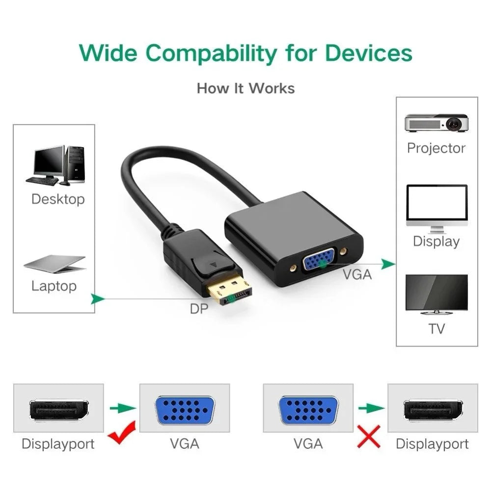 UGREEN 20415 1080P DisplayPort Male to VGA Female Audio Video Adapter Converter - 3