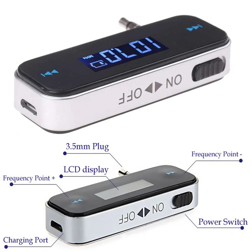 T01 Universal Car FM Transmitter Mobile Phone Audio Transmitter 3.5mm Wireless FM Transmitter with LCD Display - 4