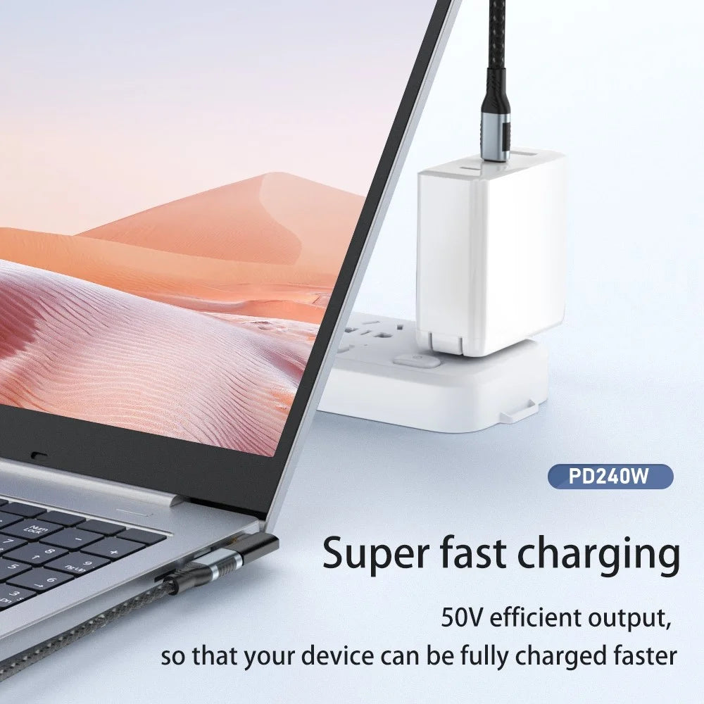 40Gbps 240W Fast Charging Adapter Type-C Female to Type-C Male Elbow Converter - 3