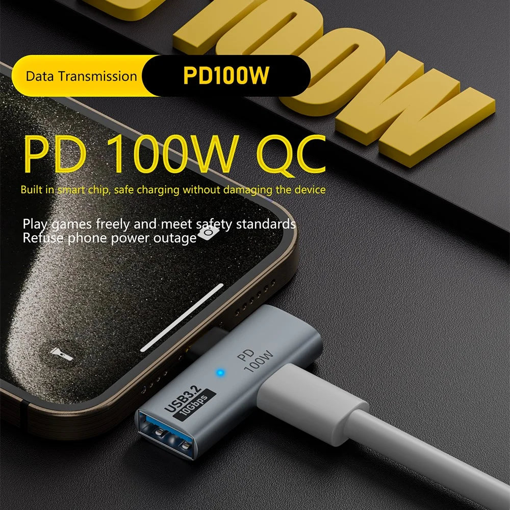 USB 3.2 Adapter Type-C to USB-A / USB-C Adapter 10Gbps OTG USB-C 2 to 1 Converter with PD 100W Charge - 4