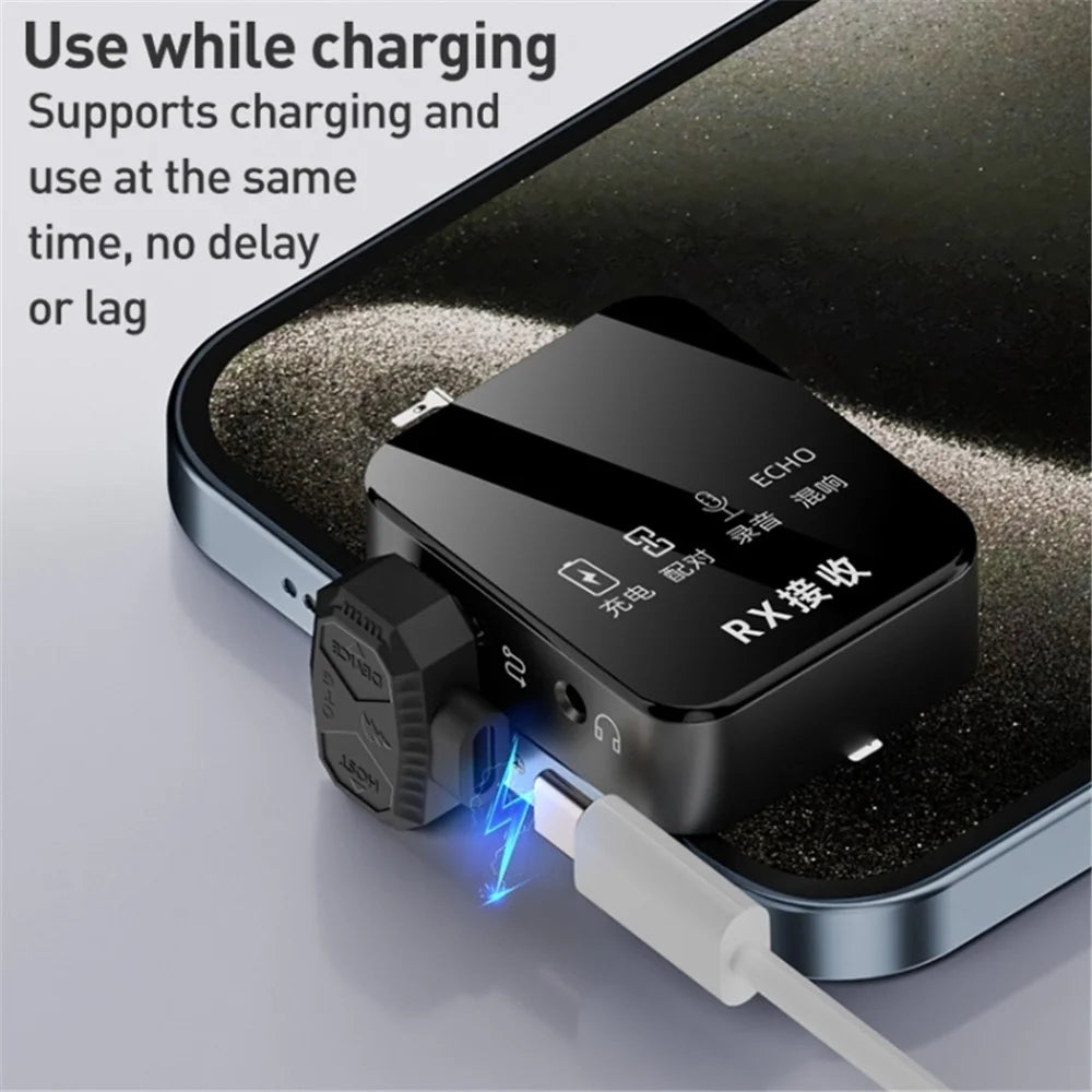 Type-C Female to Type-C+8-Pin Male OTG Converter Lavalier Microphone U-Shaped Charging Adapter - 3